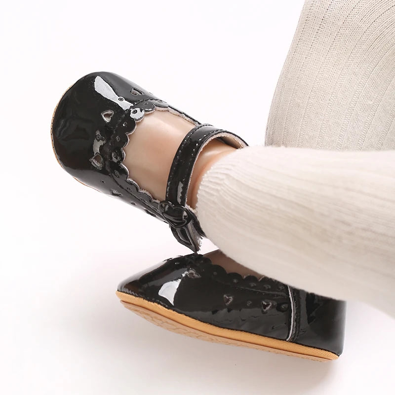 Einfarbige Baby Mädchen Mary Jane Schuhe 2025 - Weiche Gummisohle Anti-Rutsch - Frühling Herbst Prinzessin Schuhe 0-18M