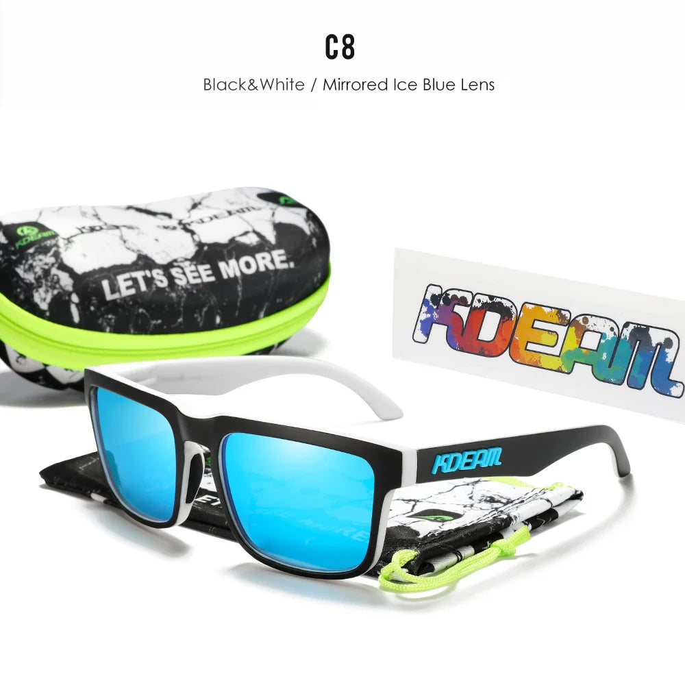 Ochelari de soare polarizați KDEAM pentru bărbați, ochelari de soare pătrați, casual, în aer liber, ochelari de soare unisex pentru femei, pentru cupluri, cu ambalaj nou