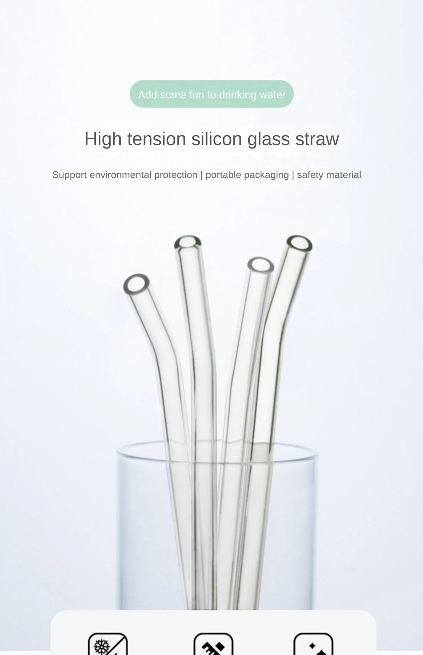 OtherChoice Glasstrohhalme Hitzebeständig - 5 Stück Spülfest