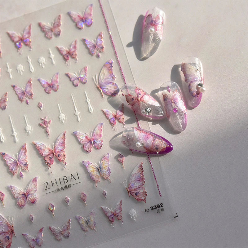 Designs 5D Relief Schmetterling Nagelsticker - 1 St 3D