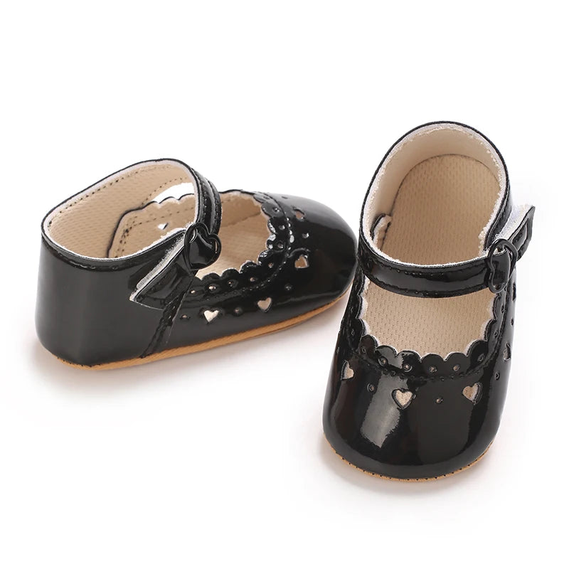 Einfarbige Baby Mädchen Mary Jane Schuhe 2025 - Weiche Gummisohle Anti-Rutsch - Frühling Herbst Prinzessin Schuhe 0-18M