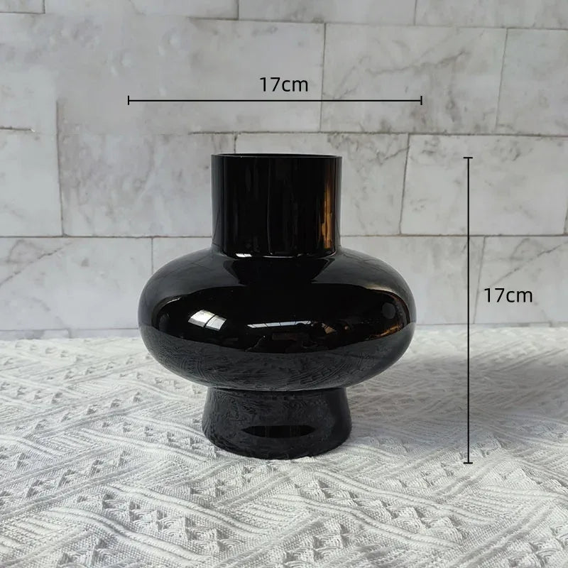 Green Pot Bellied Glass Vase Floral Arrangement Accessories Hydroponics Terrarium Flower Vase Home Decoration Accessories - Golden Bridge Store