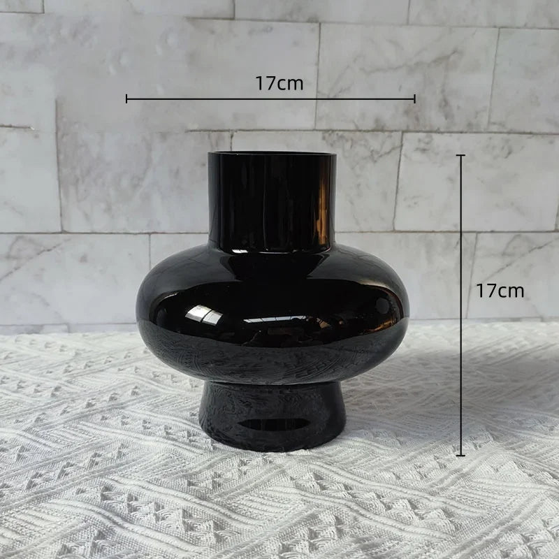 Green Pot Bellied Glass Vase Floral Arrangement Accessories Hydroponics Terrarium Flower Vase Home Decoration Accessories