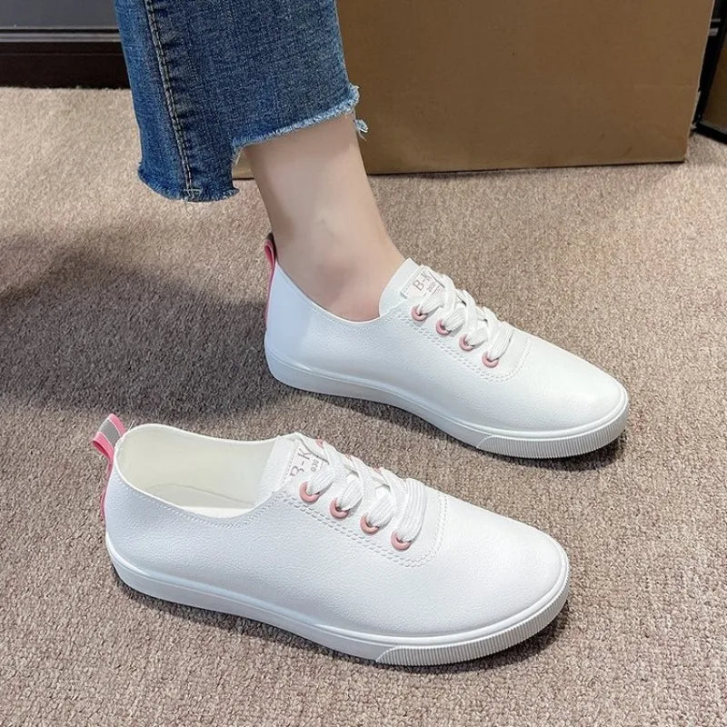 JIFALZS Flache Sneaker Atmungsaktiv - Canvas Schnürung 1cm