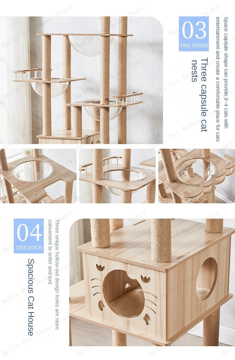 Seven-story Luxury Cat Villa Multi-Story Cat Tree House Scratch-resistant and Wear-resistant Sisal Grabbing Posts cat tree