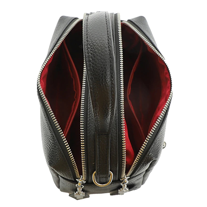 HebeiChoice Vintage Boston Echtes Leder - 2L 25x18 cm