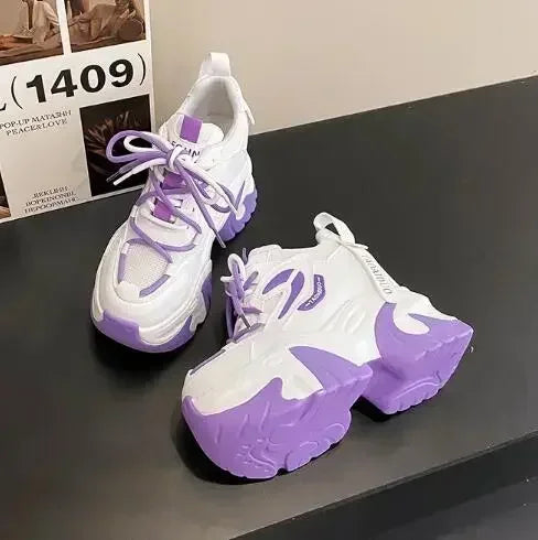 Fashion Sneakers For Women 11CM Platform Chunky Casual Shoes High Quality Autumn Woman Tenis Female Walking Trainers Thick Sole
