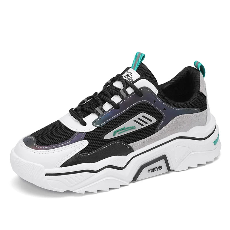 Men's Walking Sneakers Breathable Fashion Sports Shoes Non-slip Lightweight Running Shoes for Men Thick Bottom Mesh Casual Shoes