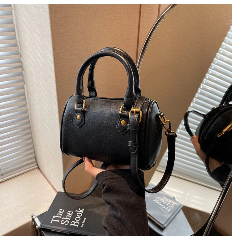 Women Vintage Boston Bag Casual Fashion Crossbody Women's British Style Top-Handle Simple Female Shoulder Bag for Girl