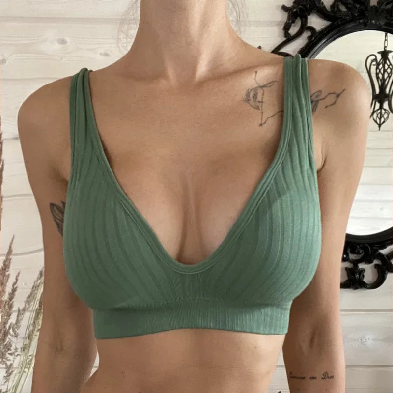 Women Seamless Sports Crop Top elegant Bra Female Tube Tops Deep V elegant Women's Underwear Bralette Sleeveless Camis Bandeau Top