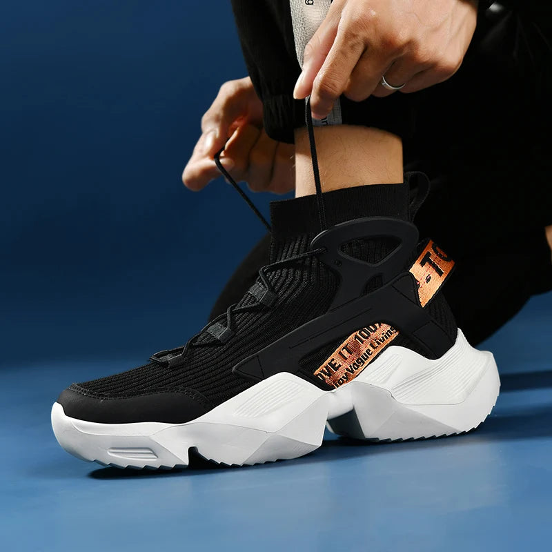 Fashion Men's Sneakers High Street Luxury Shoes Men Sock-like Comfy Sports Shoes Breathable Lightweight All-match Walking Shoes