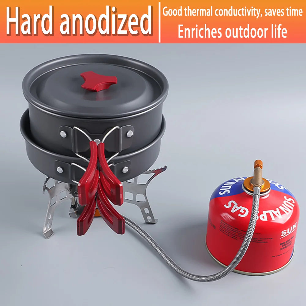 Outdoor camping cookware folding outdoor non stick pot boiling water outdoor set pot portable camping cookware tableware