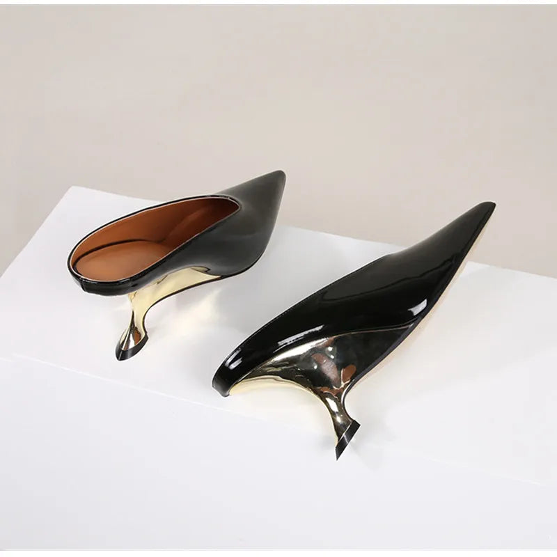 Elegant Pointed Toe Women Slippers Shoes Designer Shallow Fashion Spring Autumn Wedges High Heels Banquet Mule Zapatos De Mujer