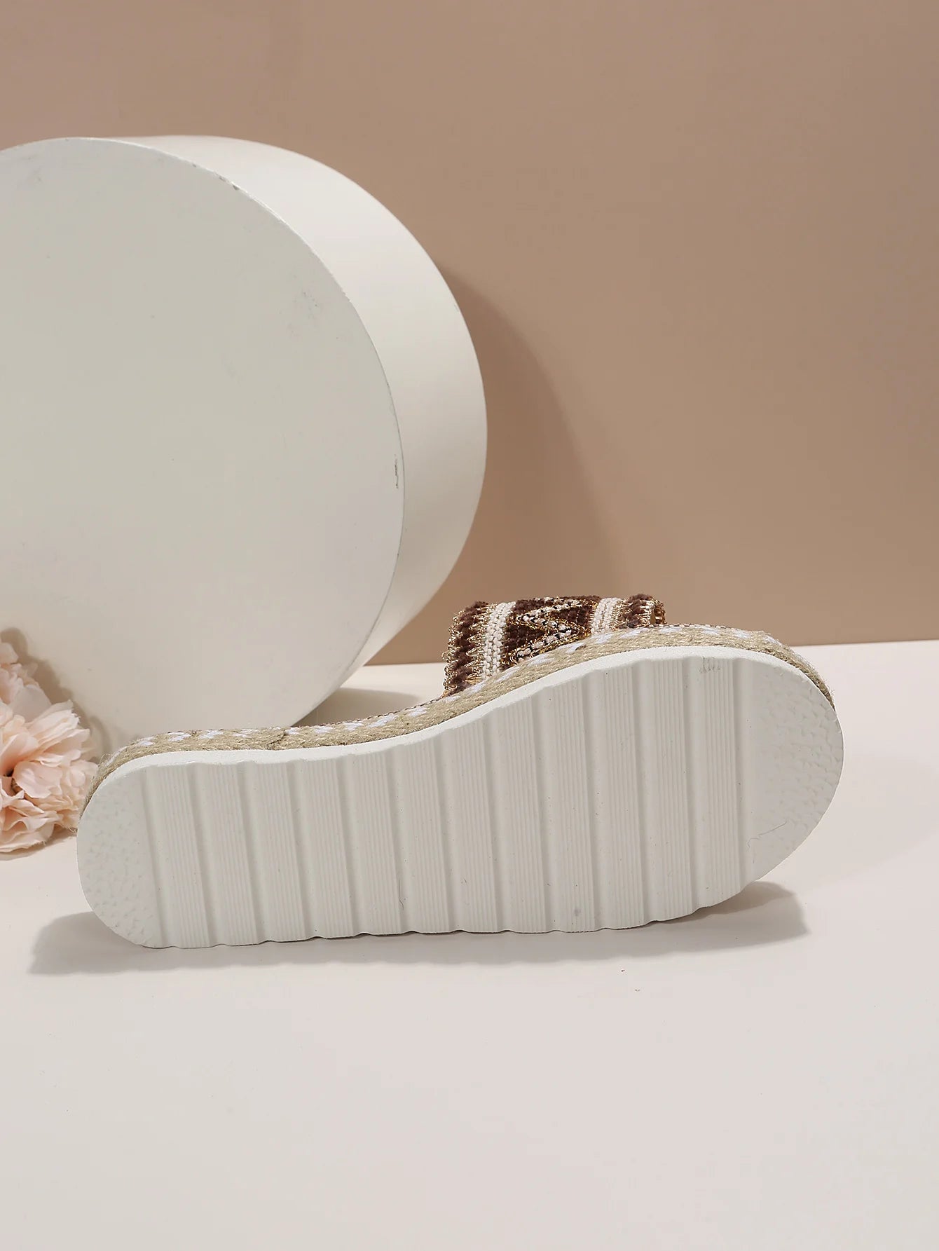 Gewebte Damen Pantoletten Platform - Sommer Schuhe für Damen 2025 Neu - Strand Casual Absatz Sandalen Bohemian Handgemacht Espadrilles