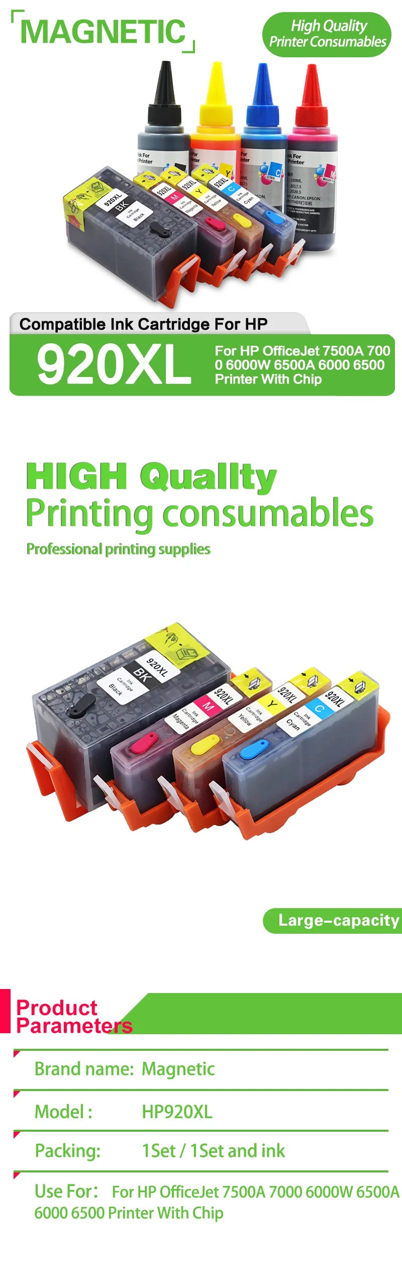 Magnetic 920XL Kompatibel - ARC Chip 50ml BK 16ml CMY