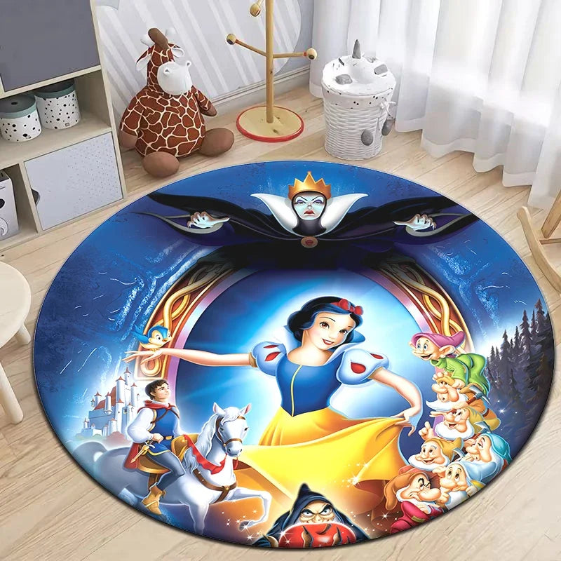 Snow White Cartoon Print Circular Carpet, Bedroom Decorative Carpet, Living Room Bathroom Picnic Camping Non-slip Mat