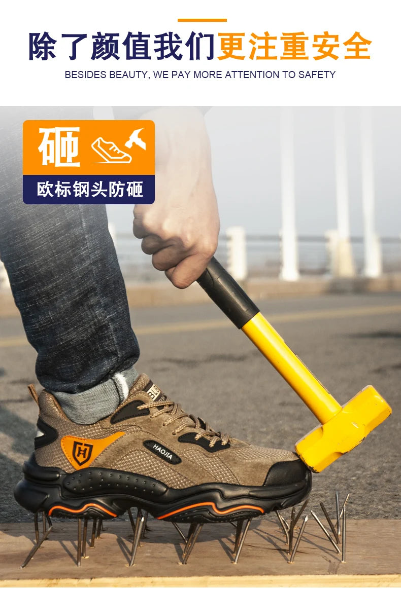 Pantofi de lucru pentru bărbați, pantofi de siguranță anti-șoc, anti-punctură, pantofi indestructibili, respirabili, confortabili, cu vârf de oțel, pantofi de protecție