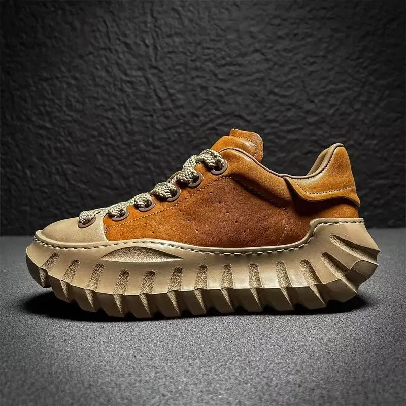 Designer Men's Sneakers New Thick-soled Shoes Casual Sports Flat Heel Round Toe Comfortable Trend Fashion Elastic - Golden Bridge Store