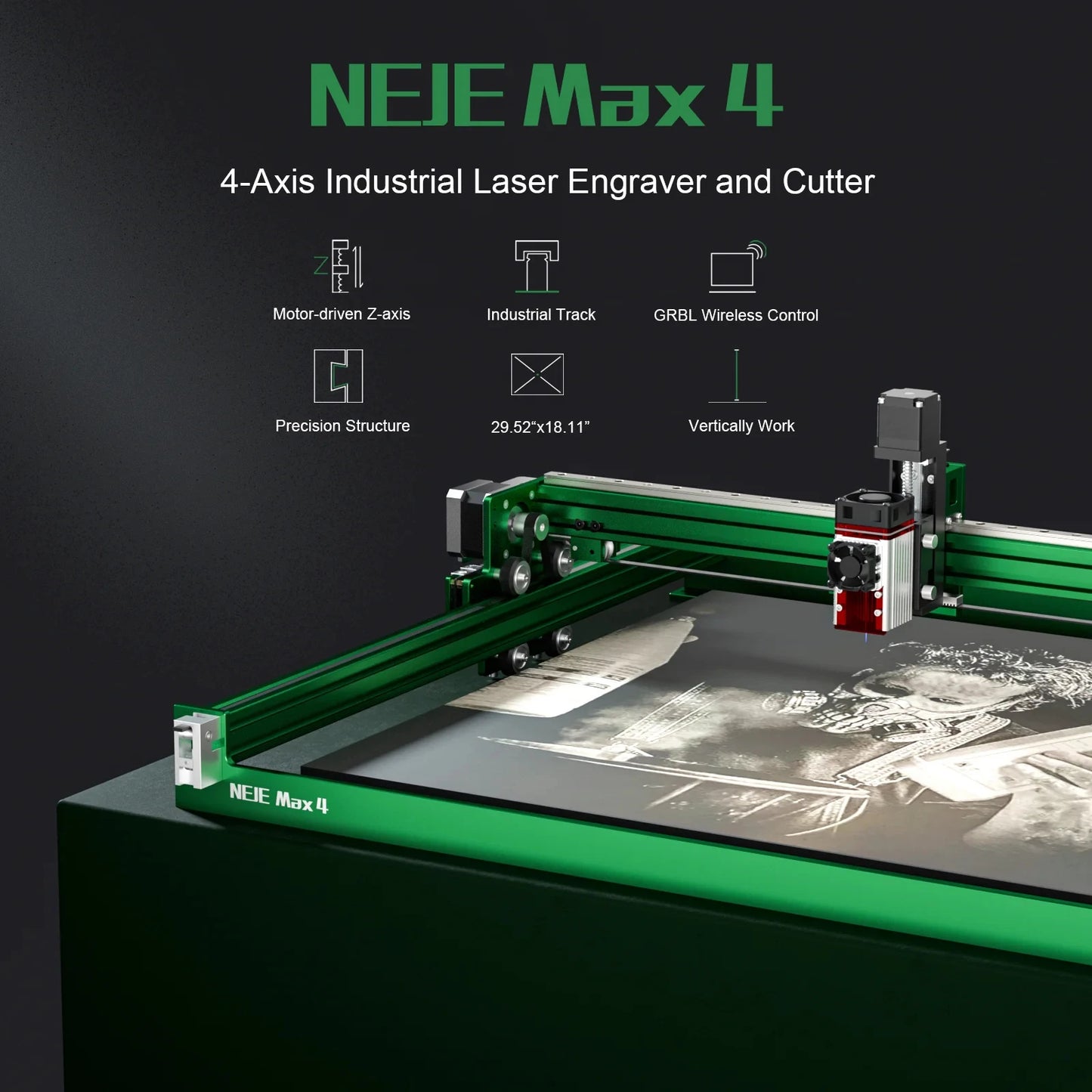 Lasergravur-Maschine 2025: NEJE Max 4 V2 Pro Laser Engraver 1000mm/s High Speed - 254DPI Precision Motorized Z-Axis Wood Acrylic Leather Collection