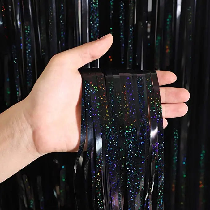 PartyPro Lametta Vorhang Glitzer - 1x2 m, Folie, leicht