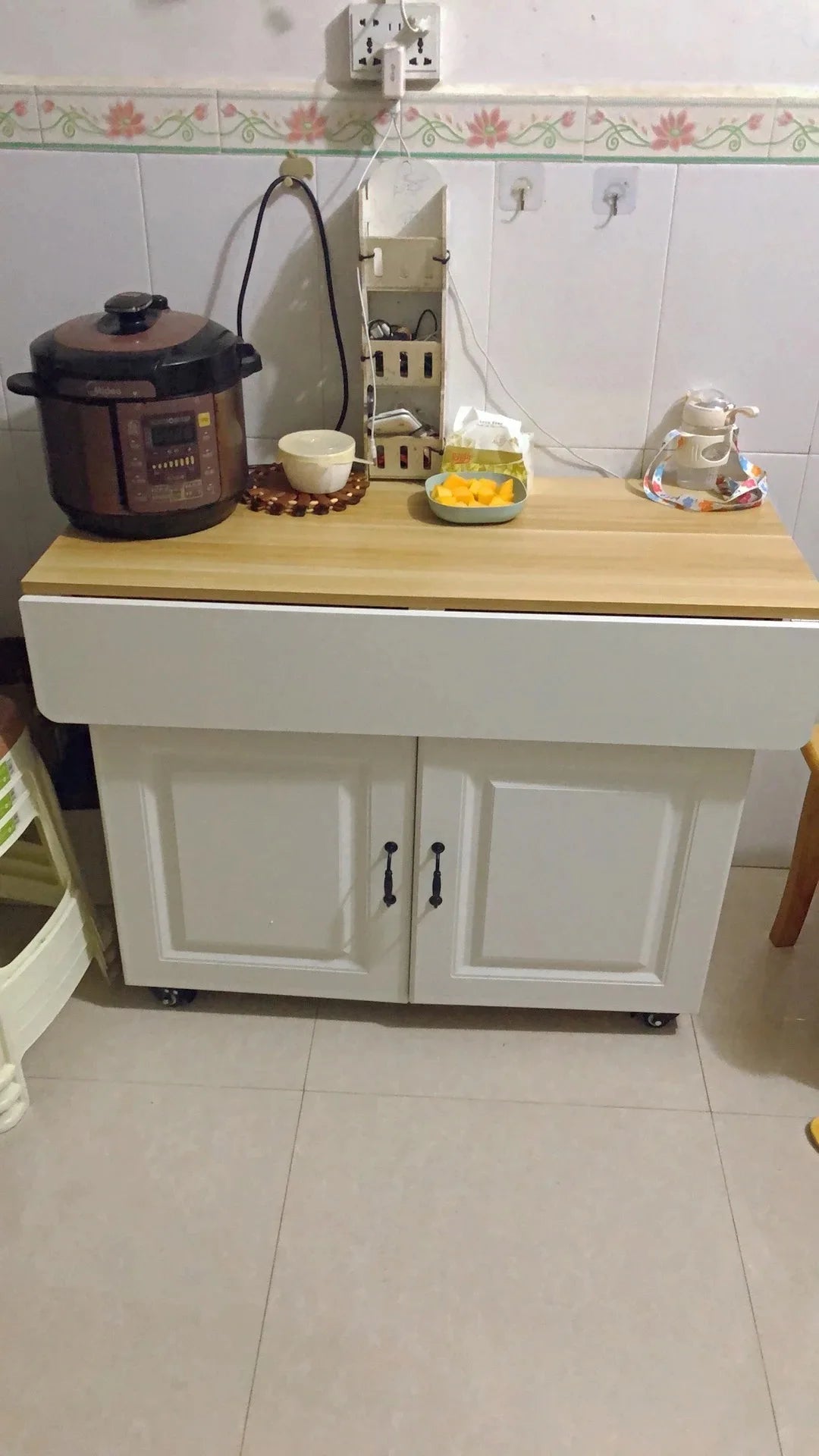 Modern Klappbar Esstisch Mit Aufbewahrung Regale Beweglich Küche Insel Schrank Massivholz Spanplatte Für Kleine Räume