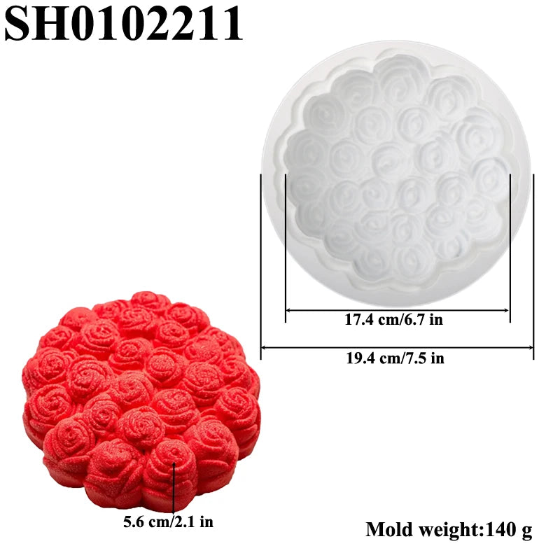 Romantic Heart or Rose Design Silicone Cake Molds Valentine's Day Mousse Cake Mold Kitchen Bakeware Dessert Decorating Tools