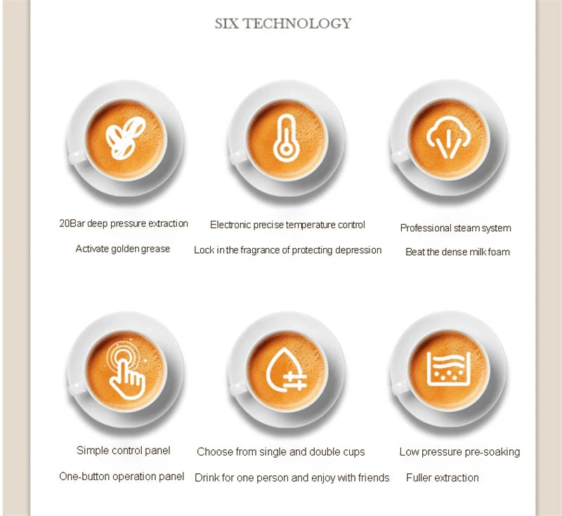 Professional Espresso Coffee Maker Electric Italian Coffee Machine 15 Bar Automatic milk frother Cappuccino Latte Espresso maker