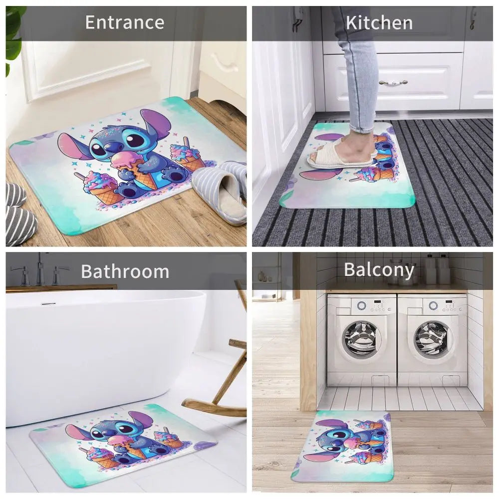 Custom Cartoon Stitch Floor Door Kitchen Bathroom Mat Anti-Slip Outdoor Doormat Bedroom Balcony Entrance Rug Carpet Footpad