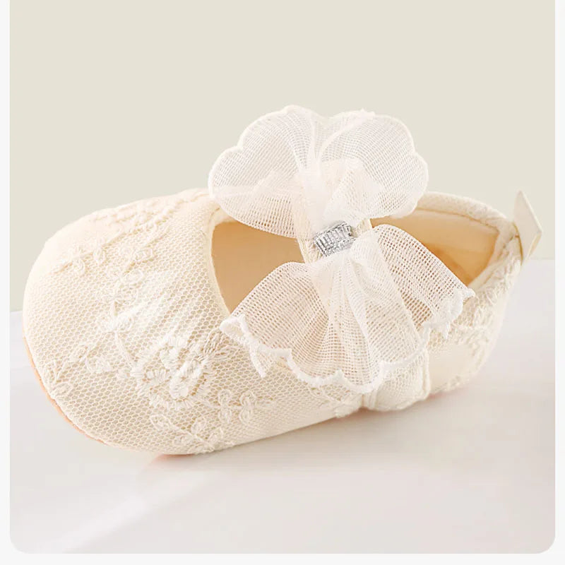 Sommer Baby Lauflernschuhe 2025 - 0-18M Mädchen Bestickte Mesh Schuhe - Kleinkind Schleife Weiche Sohle Stoffschuhe