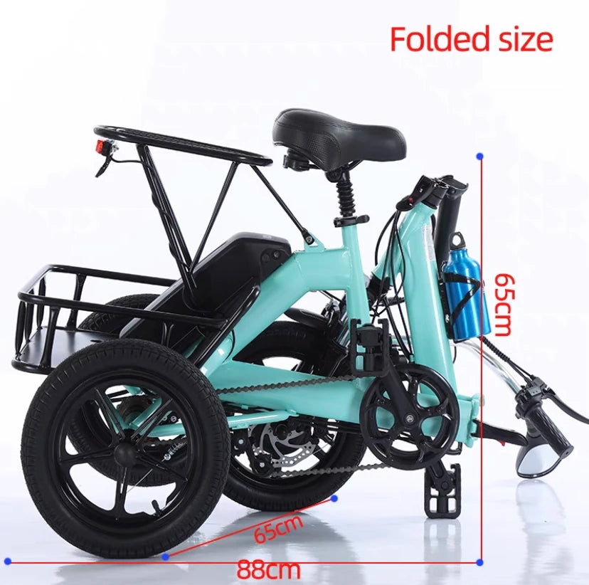 ETrike 14 Zoll Klapp Dreirad Elektro - 48V 350W 2 Sitzer