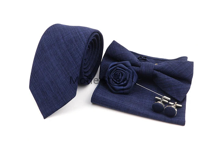 Set de accesorii bărbătești cu design nou, 27 de culori: batistă clasică din bumbac, butoni, papion pentru nuntă, petrecere, cadouri