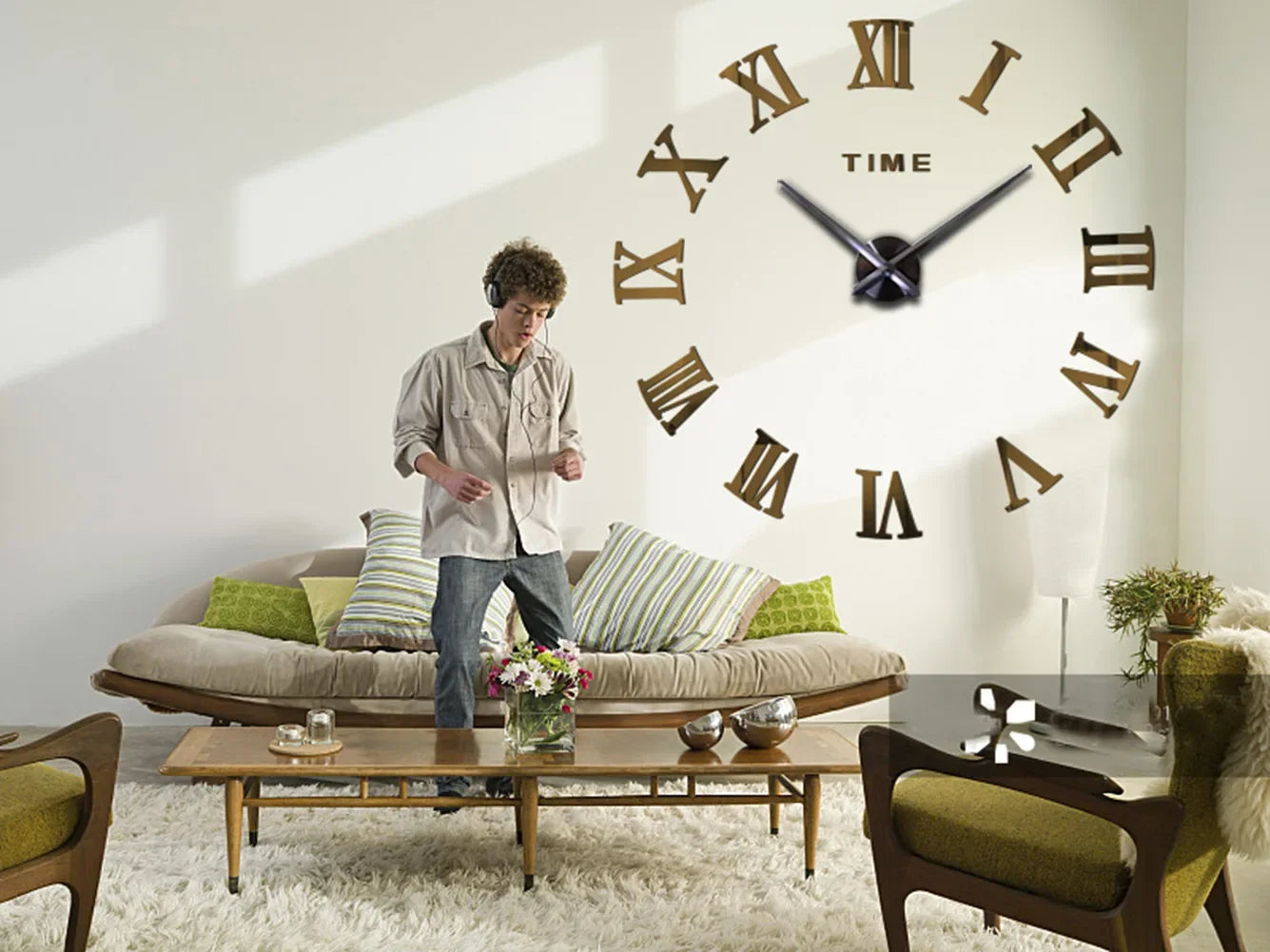 DIY Wall Clock for Home Living Room 80-120cm Modern Style Frameless 3D Wall Clock Acrylic Mirror Stickers Hotel Room Decoration