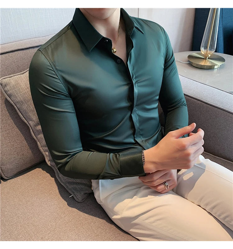 8Farben SlimFit Langarmhemd - Gr. M-L, Feiner Stoff