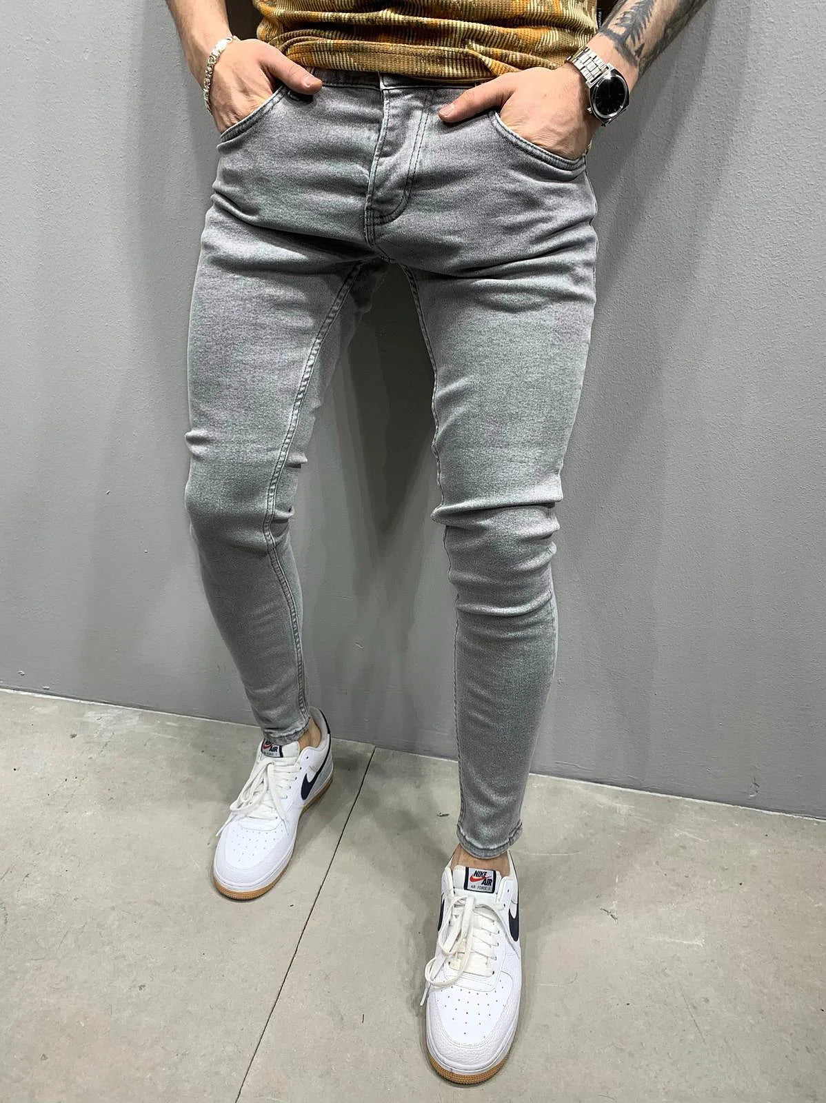 Herren Skinny Jeans 2025 - Stretch Elastic European American Classic Denim Pantalones