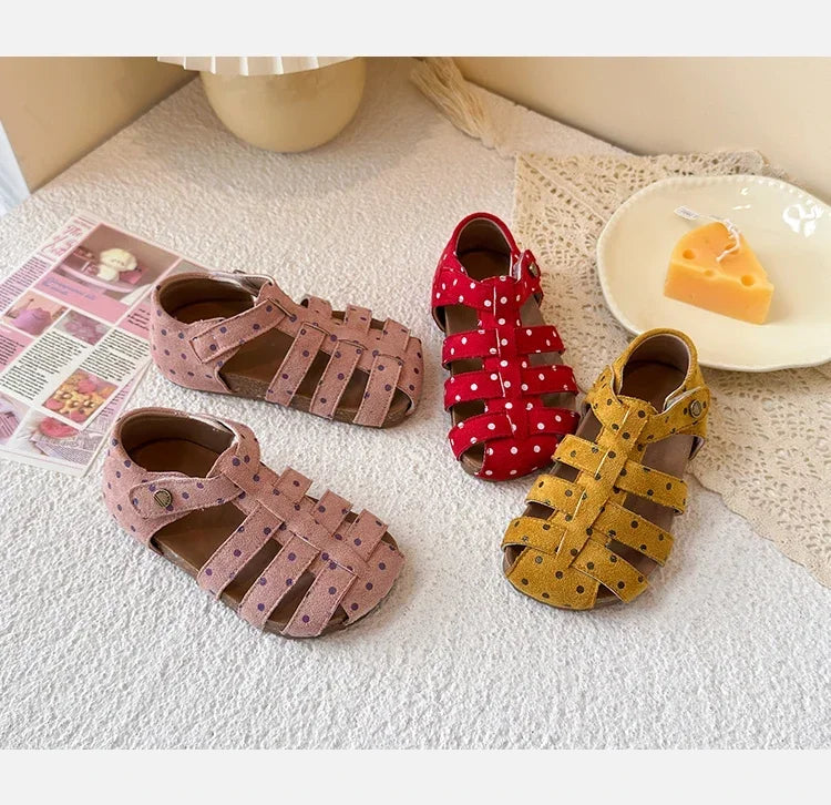 Mädchen-Sandalen 2025: Polka-Dots Princess Korean-Style - Sweet Summer Collection