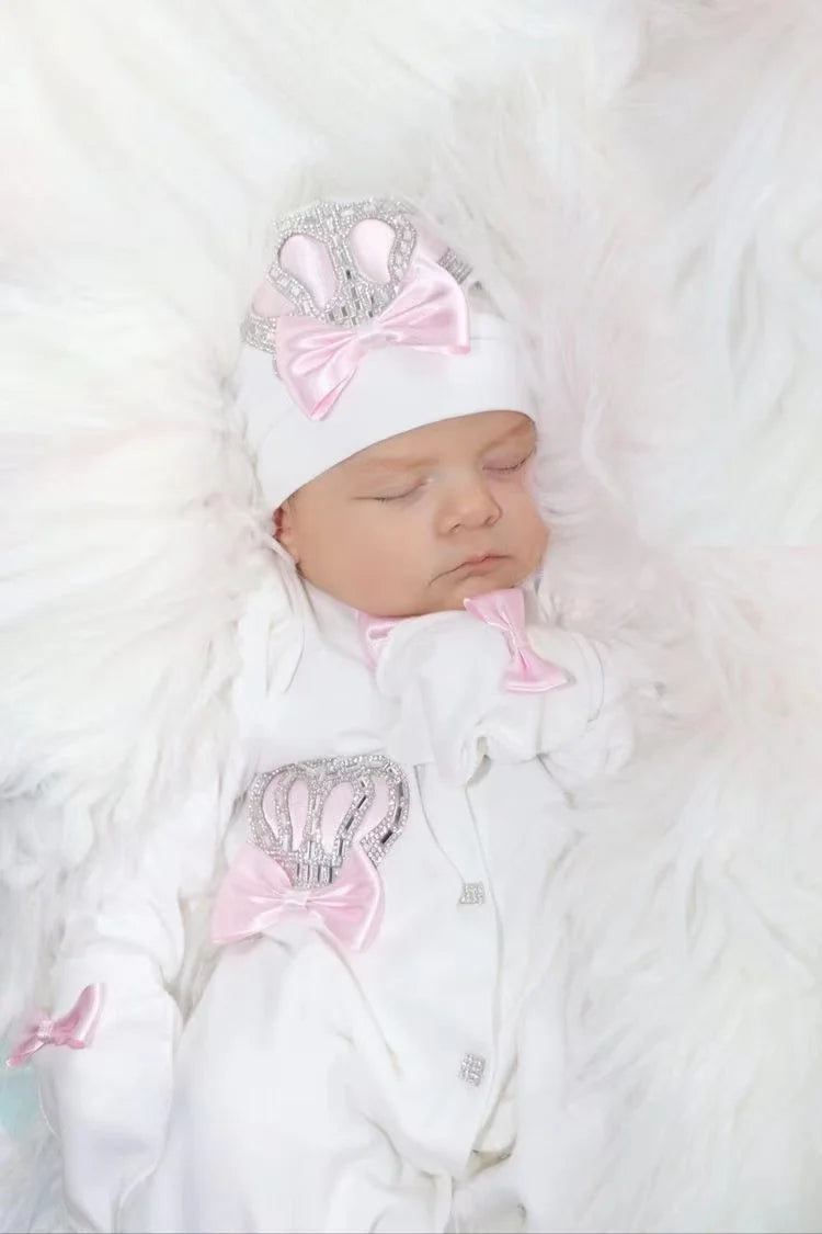 Baby-Outfit-Set 2025: 5-teiliges Spitzen-Baumwoll-Set für Neugeborene - Säuglingspflege-Kollektion