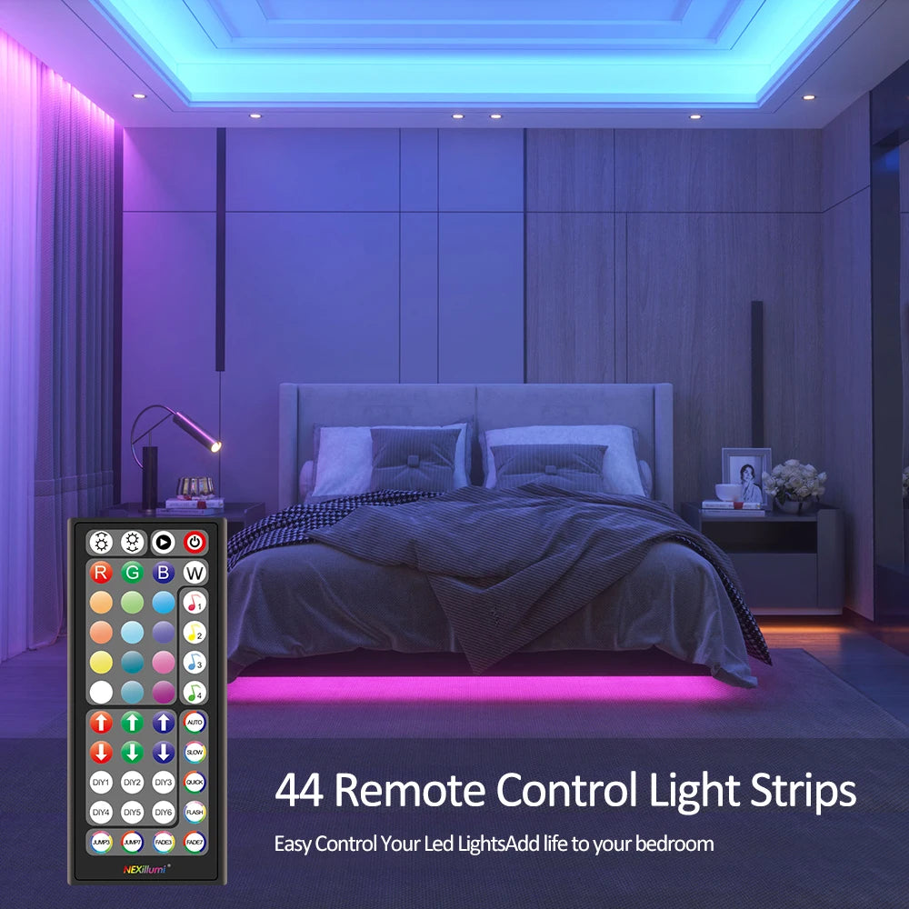 LED Strip Lights, Ultra-Long RGB 5050 LED Strips with Remote Controller, Color Changing Tape Light with 12V Adapter for Bedroom