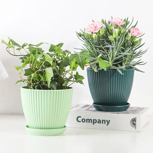 Home Garden Pots with Tray Planters Flower Plant Pots Multi Color Flower Seedling Nursery Pots with Tray for Outdoor Indoor FU