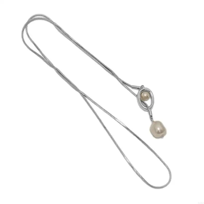 62KE Geometrisch Barock Perlenanhänger - Kette 45cm Metall
