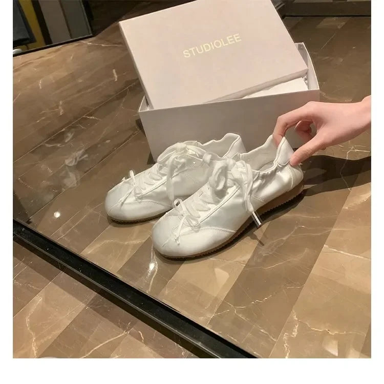 Comemore 2025 Neu Sommer Damen Ballet Stil Süß Mädchen Sport Board Schuhe Mode Satin Schleife Freizeit Flats Damen Komfortabel