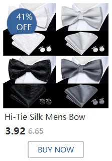 Hi-Tie Silk Mens Bow Tie Pocket Square Cufflinks Set Peach Pink Salmon Pre-tied Butterfly Knot Bowtie for Male Wedding Business