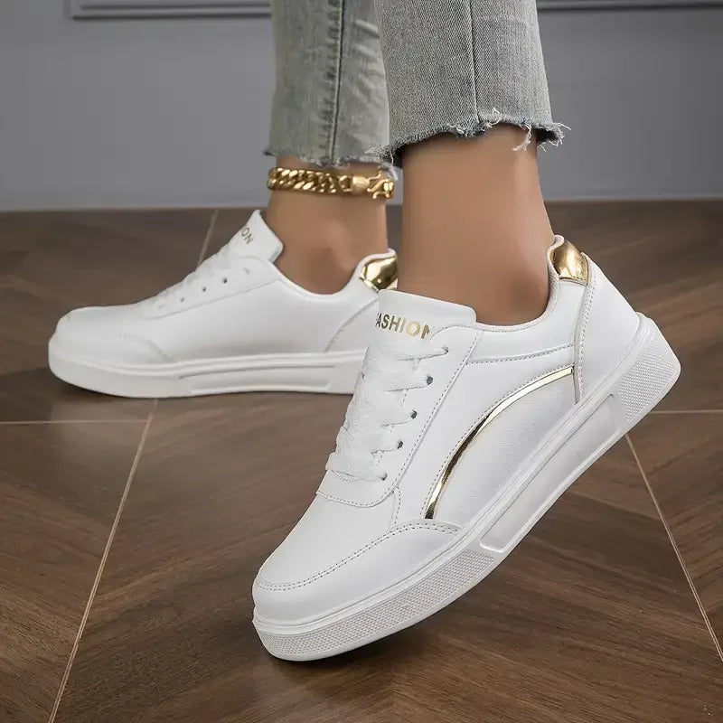 Women's White Shoes Spring Autumn Outdoor Flat Casual Sports Shoes Men New EVA Sole Lace Up Round Toe Fashionable Office Shoes