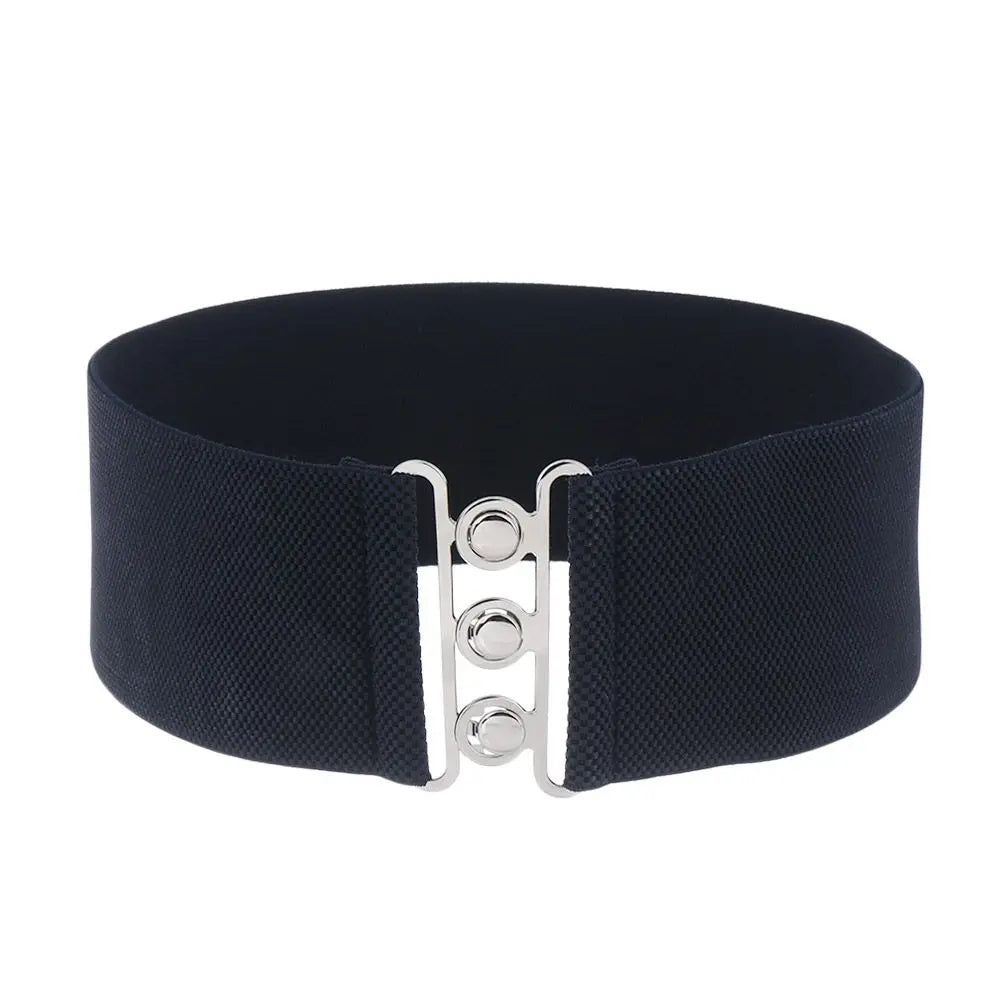 Women Fashion Wide Elastic Belt Metal Buckle Cinch Waistband Ladies Dress Waist Band Fashion Accessory