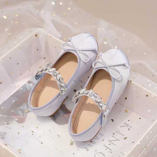 Kinder Prinzessin Schuhe 2025 - Modische Wasser Strass Mädchen Kleine Leder Schuhe - Frühling Neu Weiche Sohle Einzelschuhe 4-6J