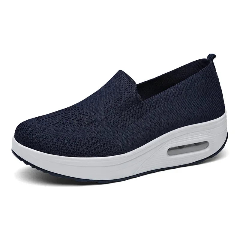 Women Fashion Vulcanized Sneakers Spring Platform Solid Color Flat Ladies Shoes Casual Breathable Wedges Ladies Walking Sneakers