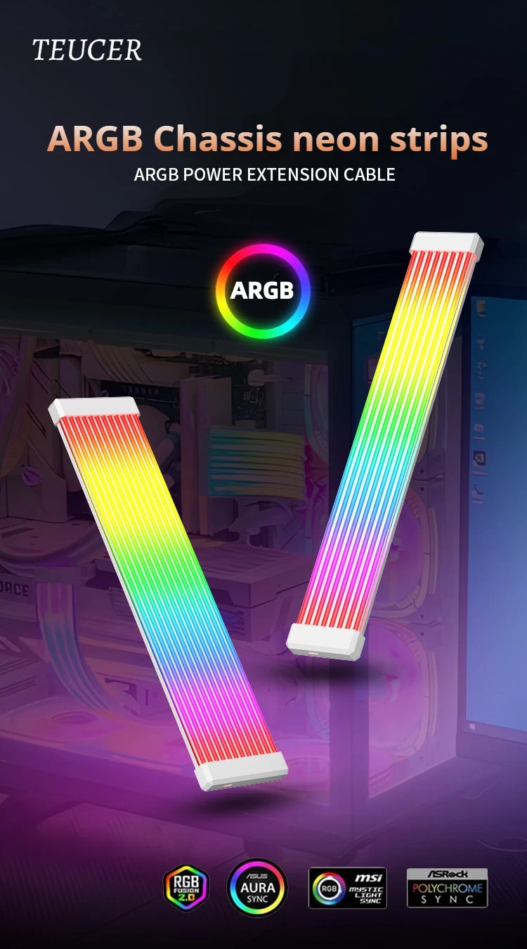 LED-Strip 2025: Coolcirc ARGB LED Light Strip Bar 8/24-PIN Motherboard Power Extension Cable Flexible DIY Collection
