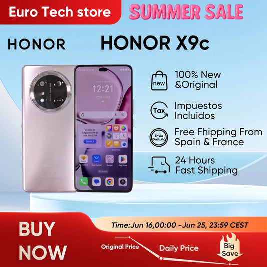 Smartphone HONOR X9c 5G - 12 GB RAM, 256 GB stocare, ecran de 6,78 inci, rată de reîmprospătare de 120 Hz, ecran curbat, cameră principală de 108 MP, sistem triplu de camere, baterie de 6600 mAh, Android 14, conectivitate 5G, dual SIM