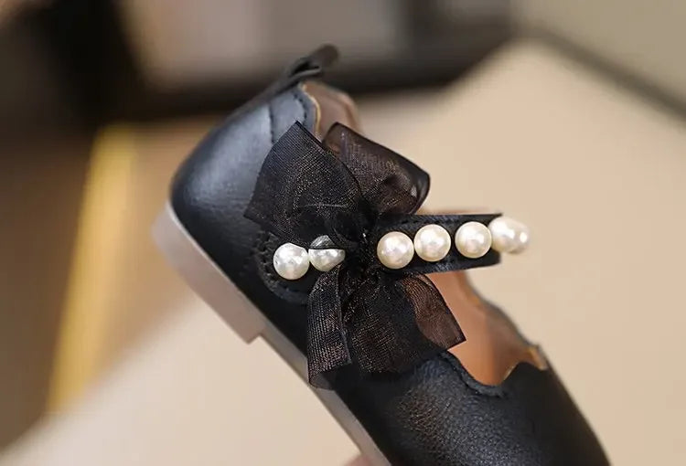 Mädchen Performance Schuhe 2025 - Frühling Herbst Baby Weiche Sohle Flats - Kinder Prinzessin Perlen Mary Janes mit Spitze Süß 7-13J