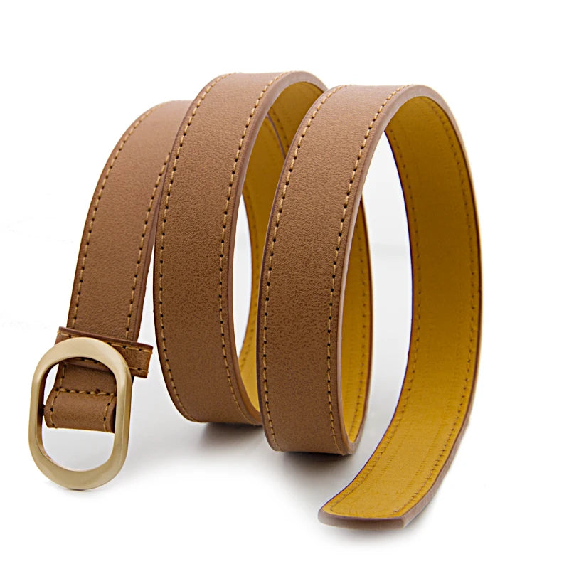 Five Colors Women's Belt Is Used For Jeans Waist Artificial Is  For Dresses Fashionable Gold Buttoned Pants