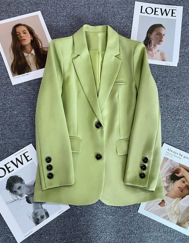 Elegant Office Lady Blazers for Women 2024 Fashion Long Sleeve Single Button Blazer Coats Female Top Suit Jackets Outerwears